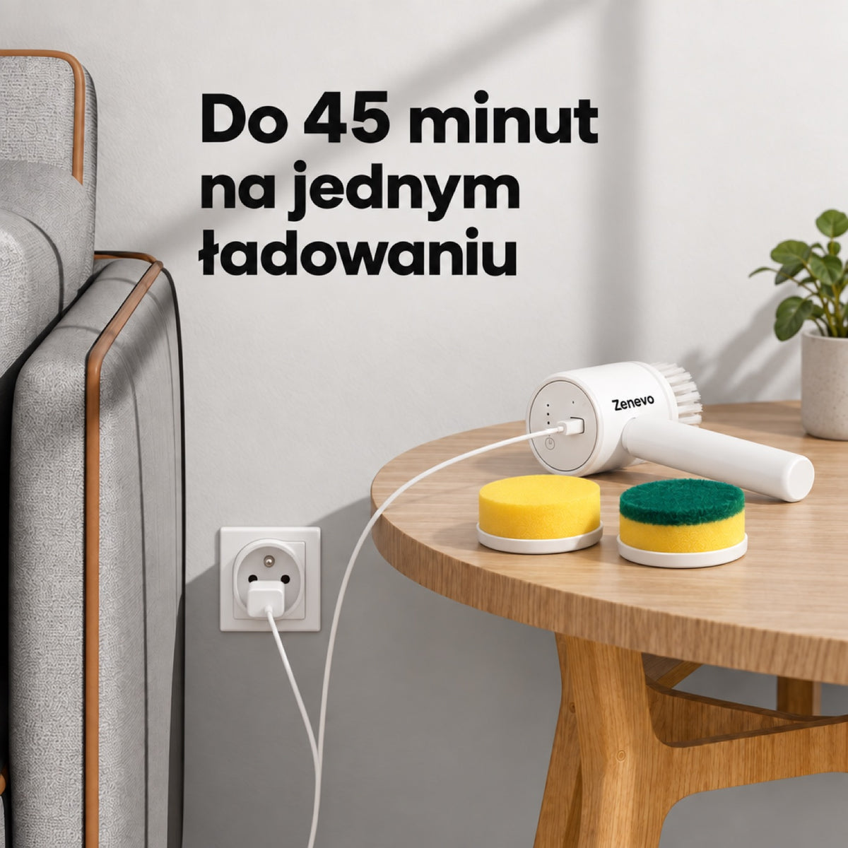 Szczotka obrotowa ładowana przewodem USB z ładowarki od telefonu