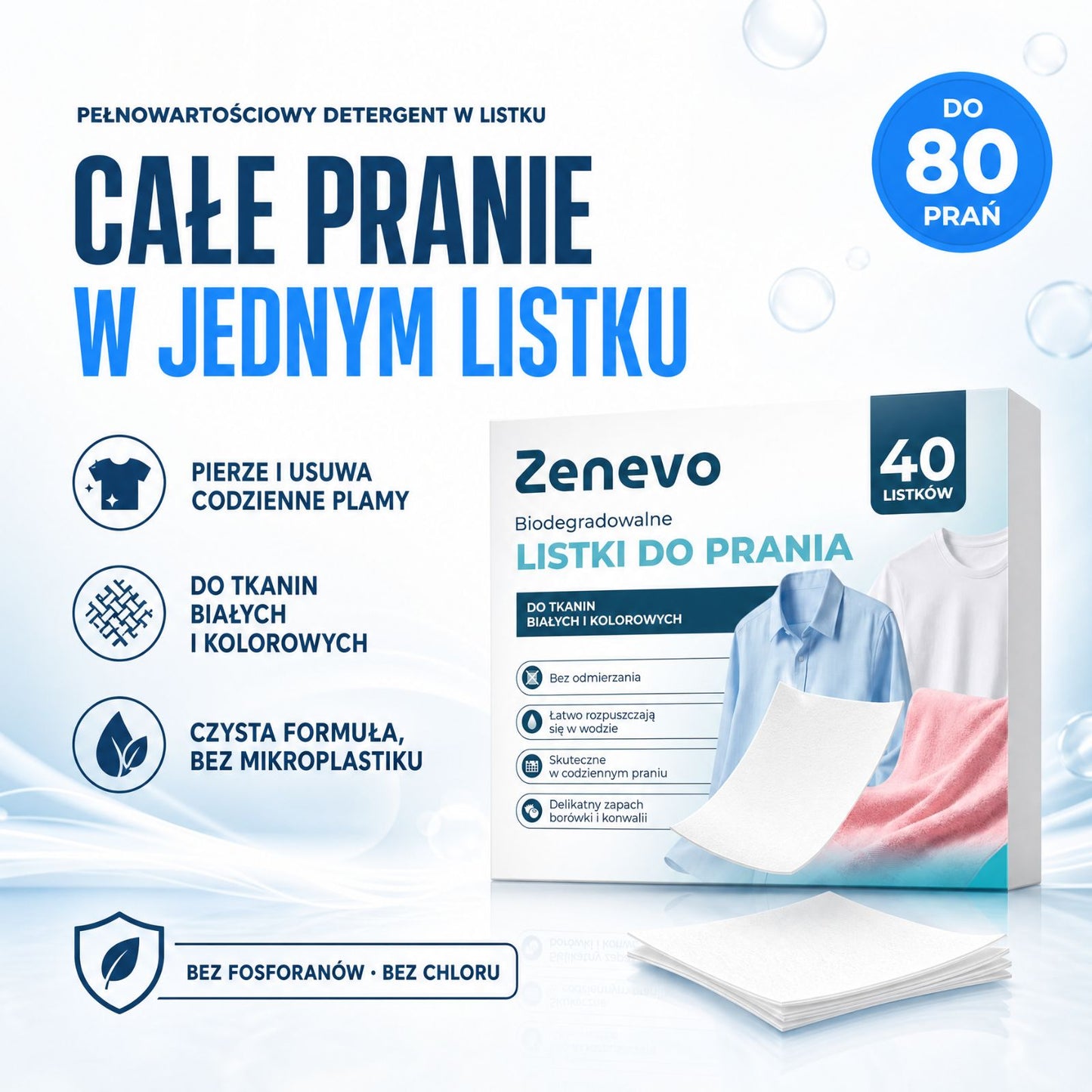 Listki piorące do prania Zenevo 40 szt
