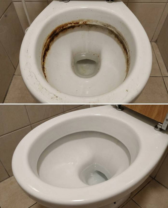 Muszla WC przed i po użyciu aktywnej piany Zenevo