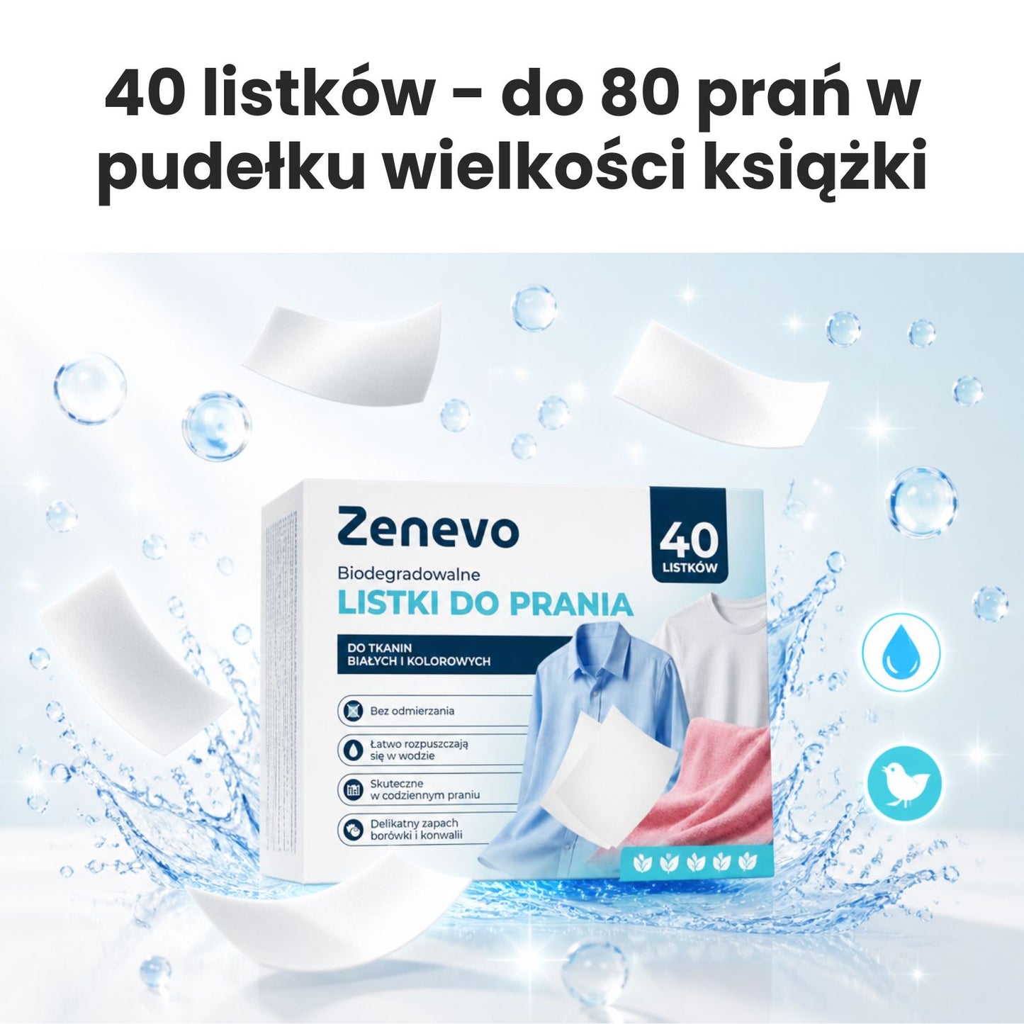 Listki piorące do prania Zenevo 40 szt