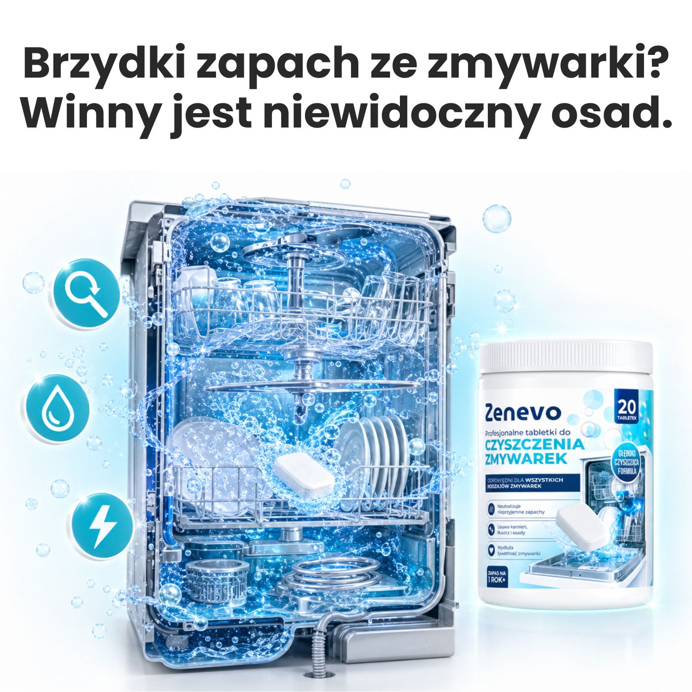 Tabletki do czyszczenia Zmywarki Zenevo - 20 szt