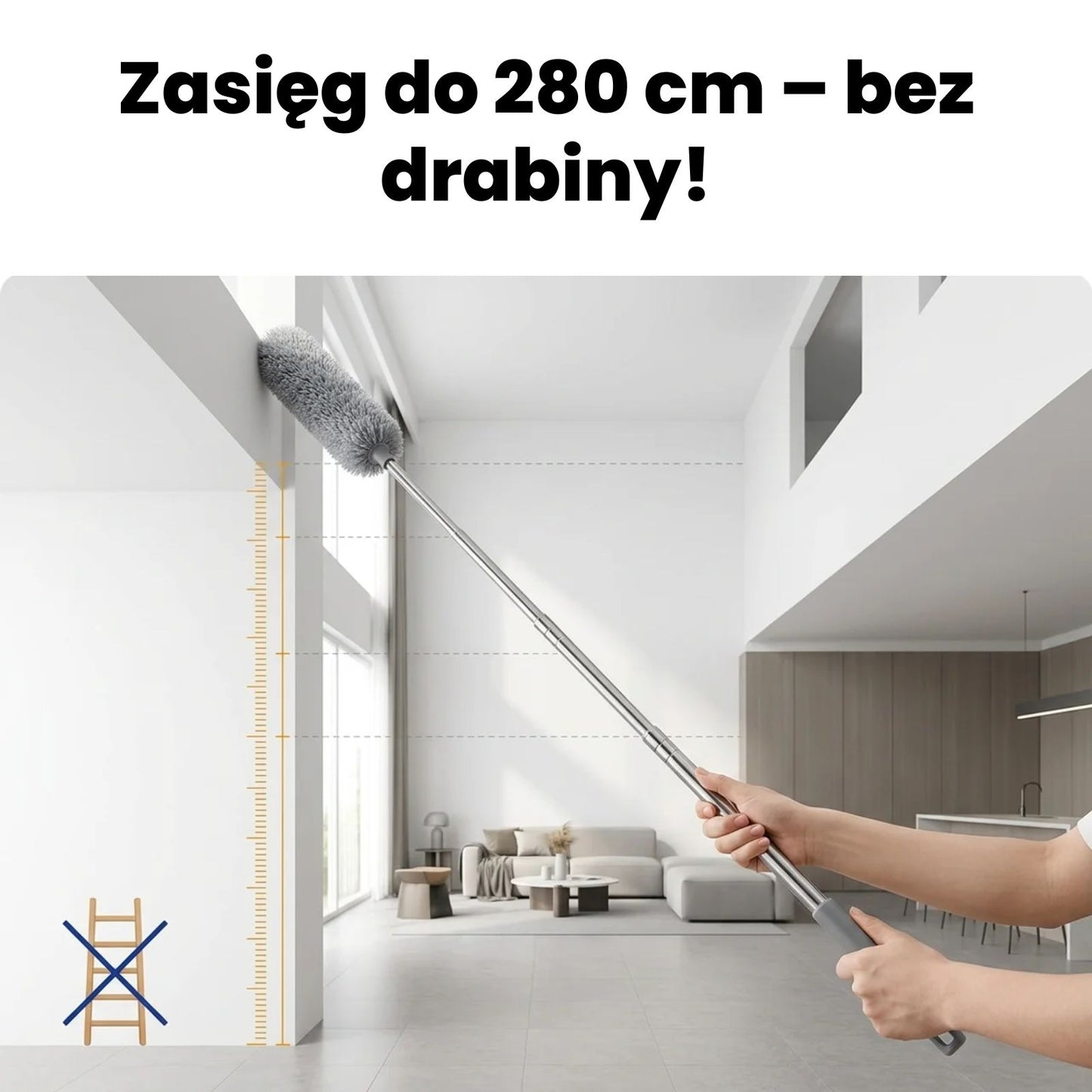 Szczotka teleskopowa rozkładana 3w1 280cm