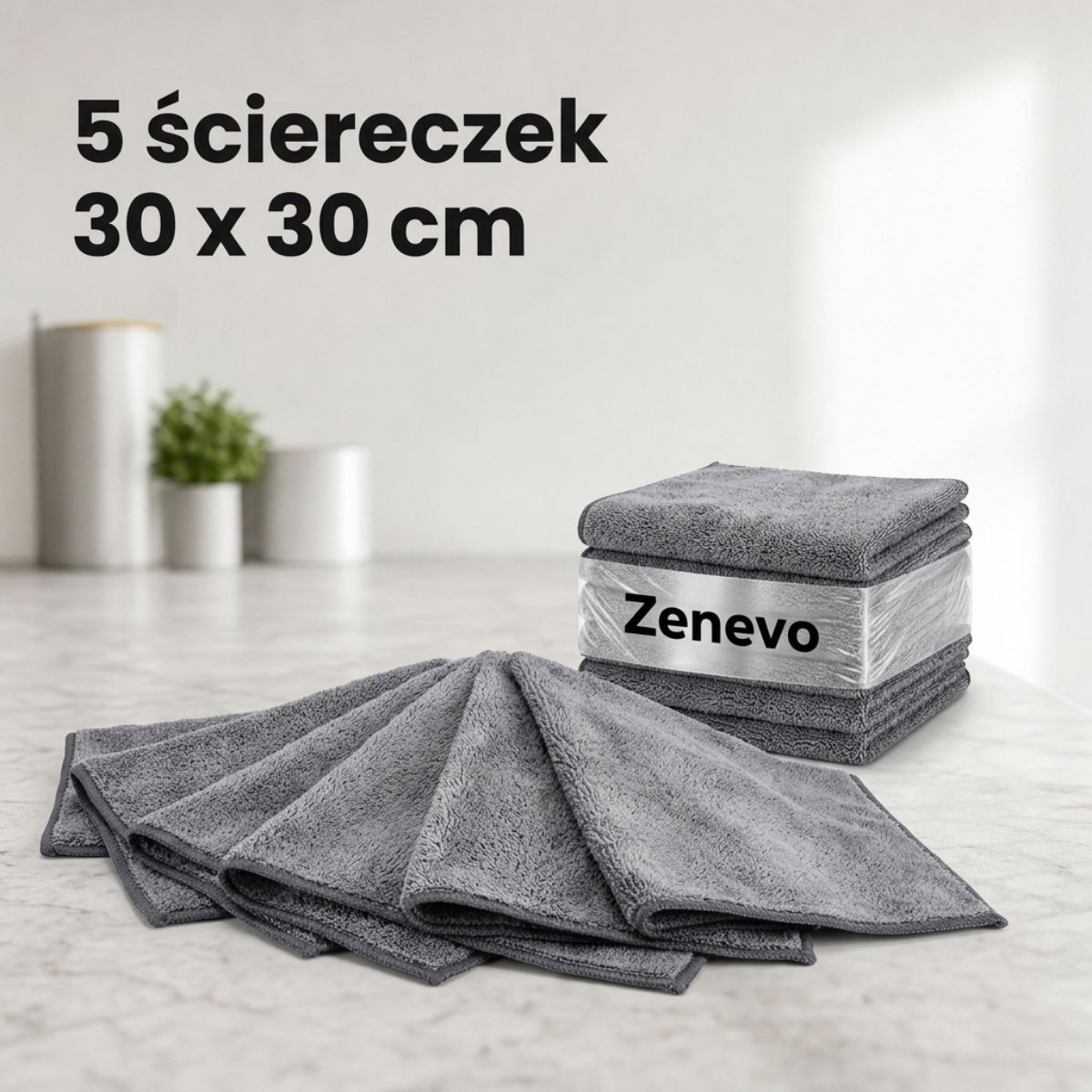 Ściereczki z mikrofibry dwustronne - 5 sztuk 30x30 cm