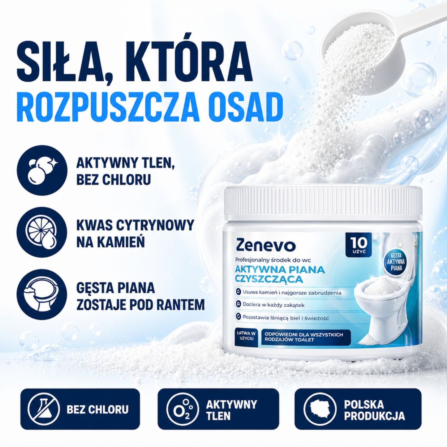 Aktywna Piana do czyszczenia WC Zenevo