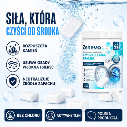 Tabletki do czyszczenia Pralki Zenevo - 42 szt