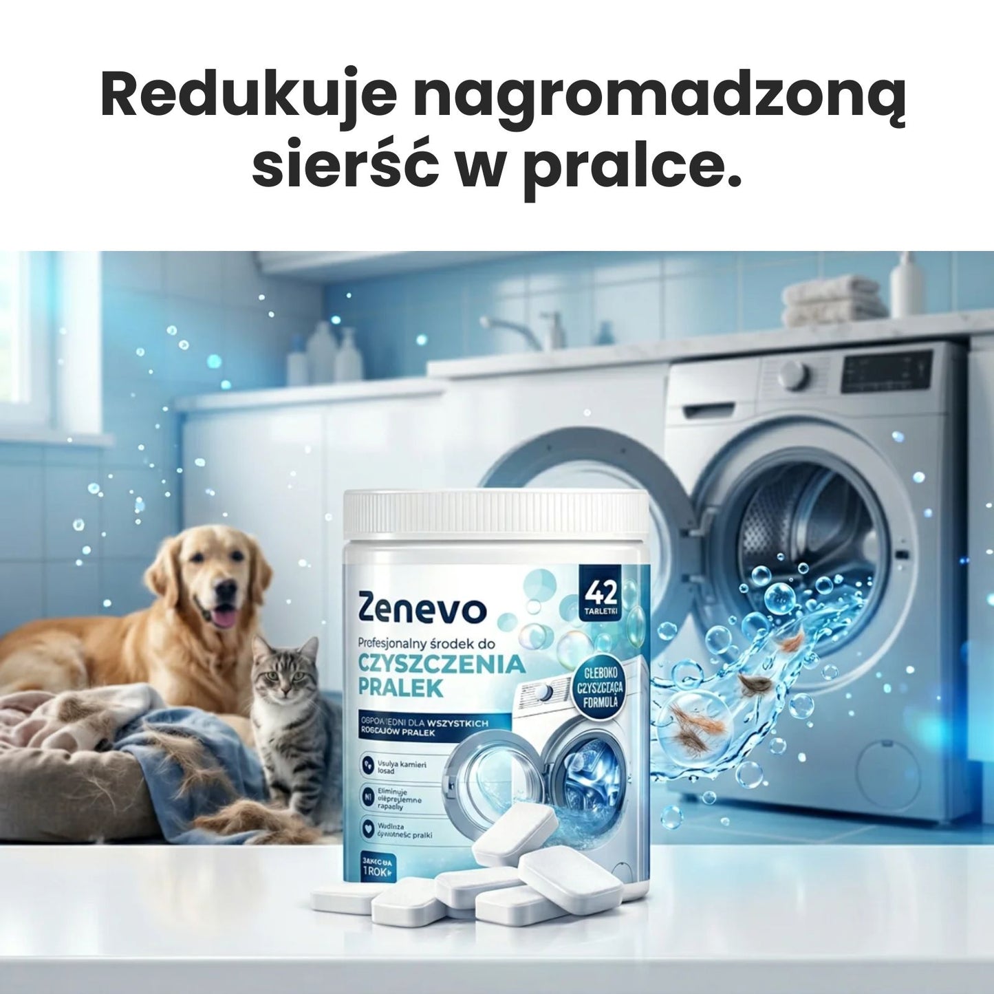 Tabletki do czyszczenia pralki Zenevo - 42 szt