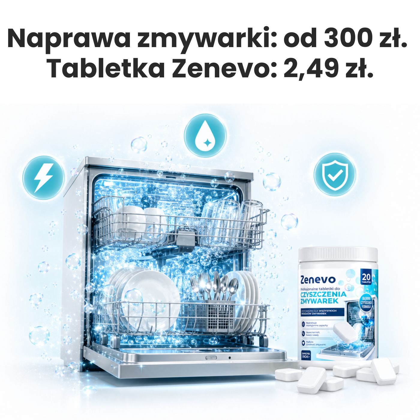 Tabletki do czyszczenia Zmywarki Zenevo - 20 szt