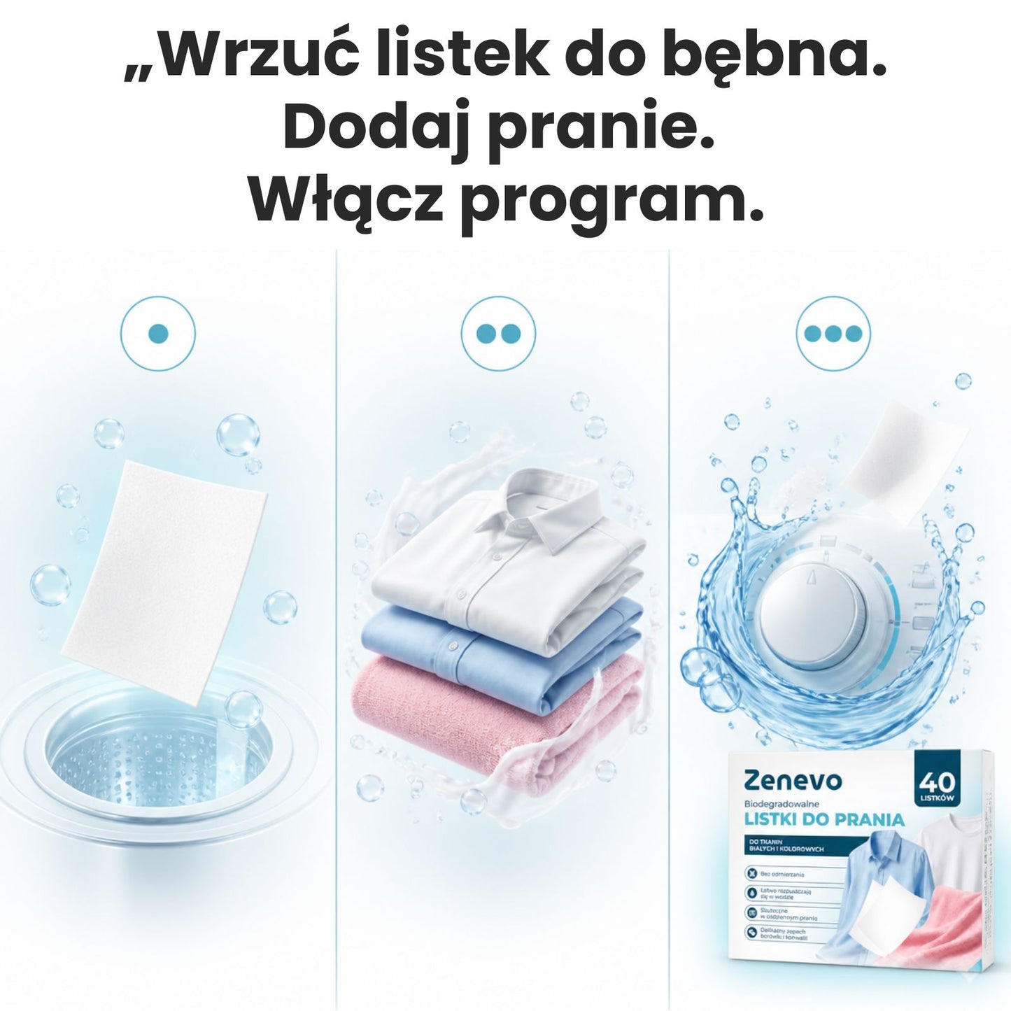 Listki piorące do prania Zenevo 40 szt