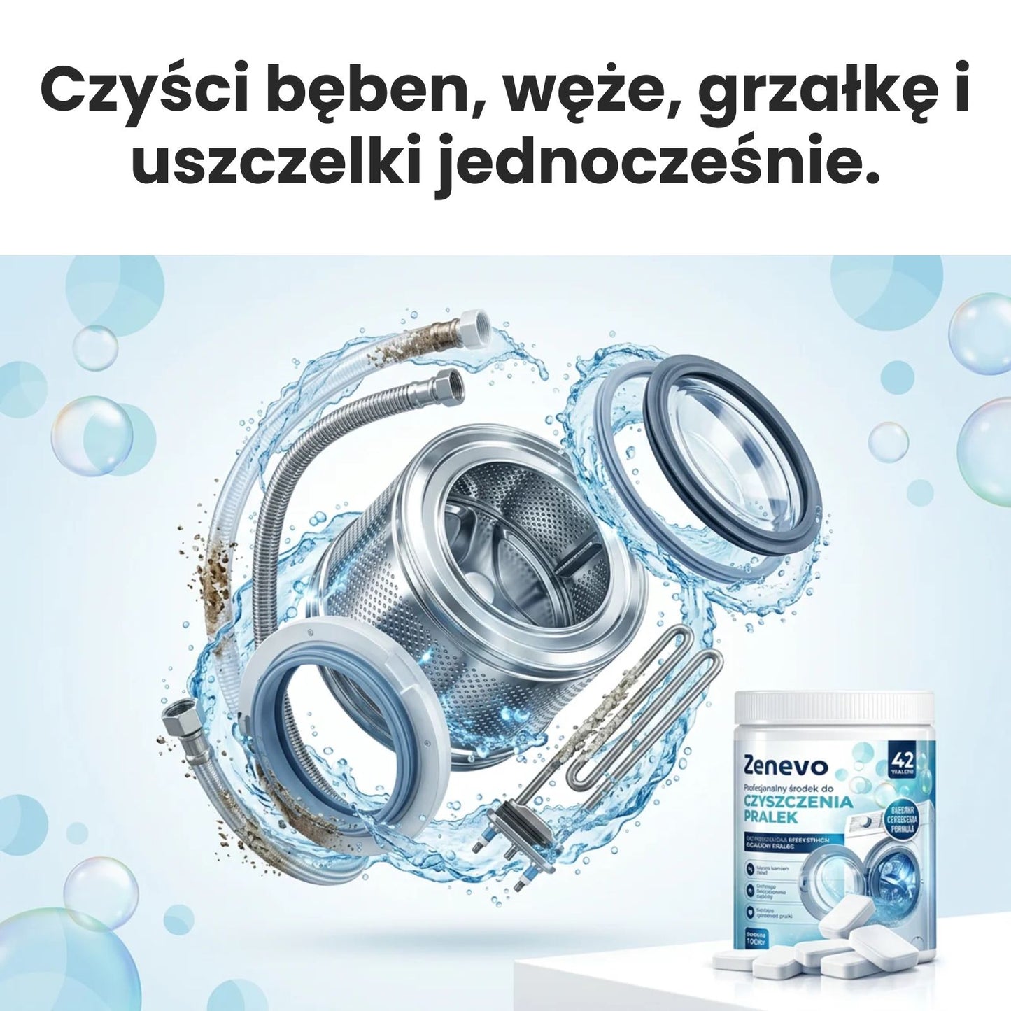 Tabletki do czyszczenia pralki Zenevo - 42 szt