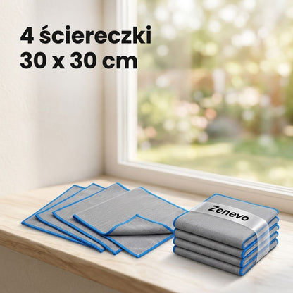 Magiczne ściereczki do szkła i luster - 4 sztuki 30x30 cm