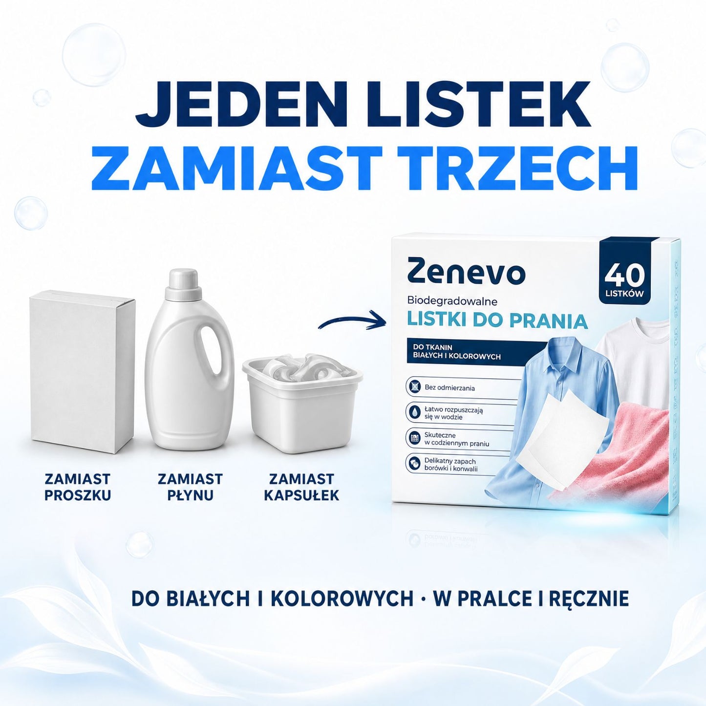 Listki piorące do prania Zenevo 40 szt