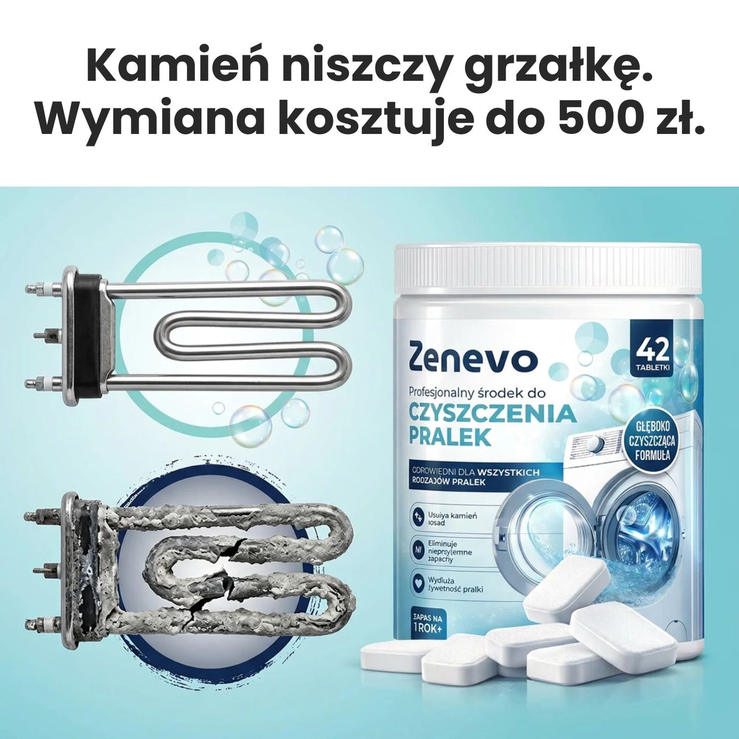 Tabletki do czyszczenia pralki Zenevo - 42 szt