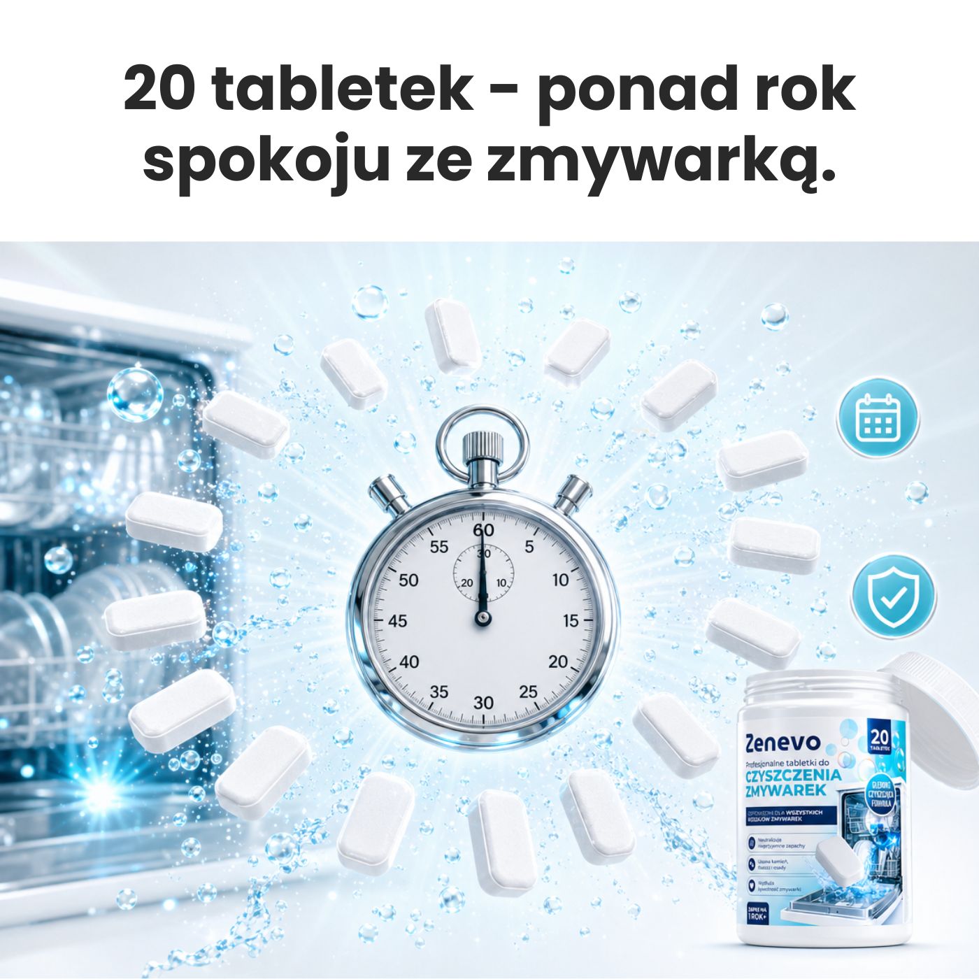 Tabletki do czyszczenia Zmywarki Zenevo - 20 szt