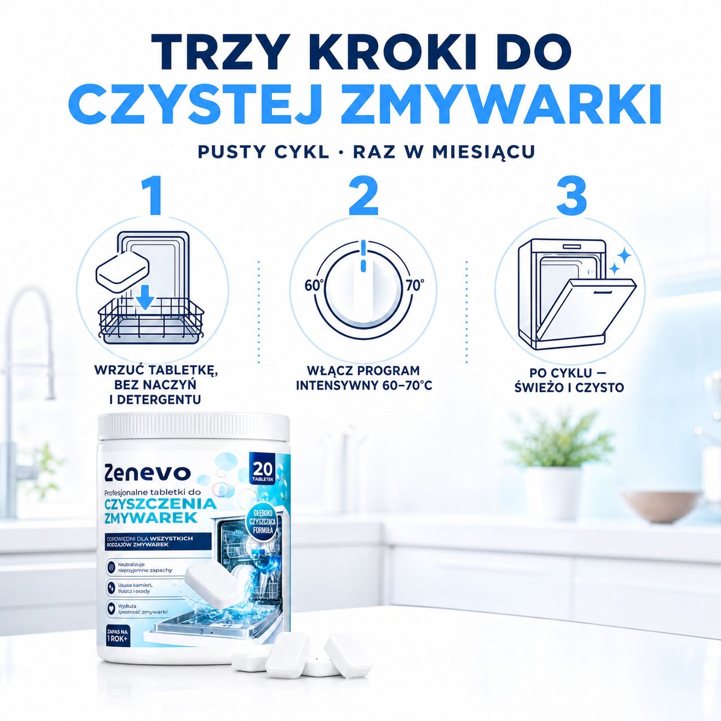Tabletki do czyszczenia Zmywarki Zenevo - 20 szt