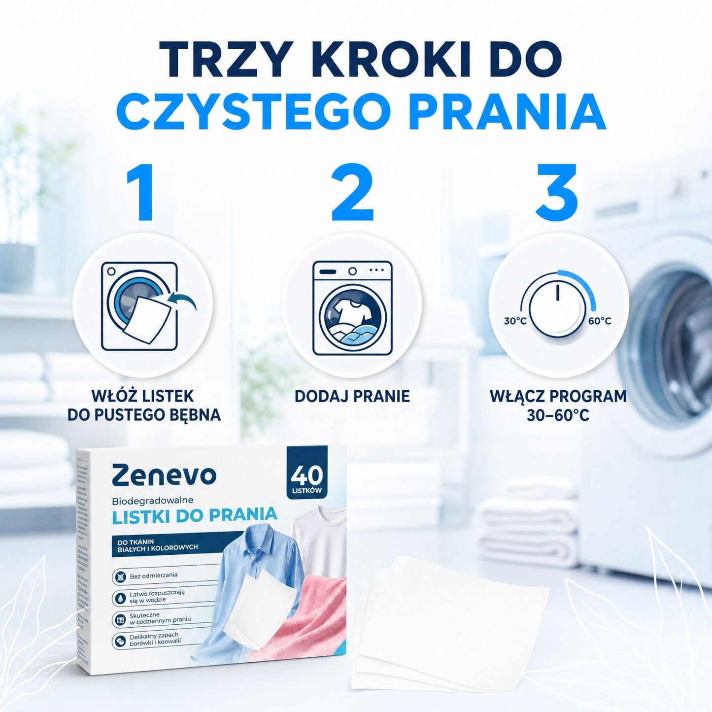 Listki piorące do prania Zenevo 40 szt