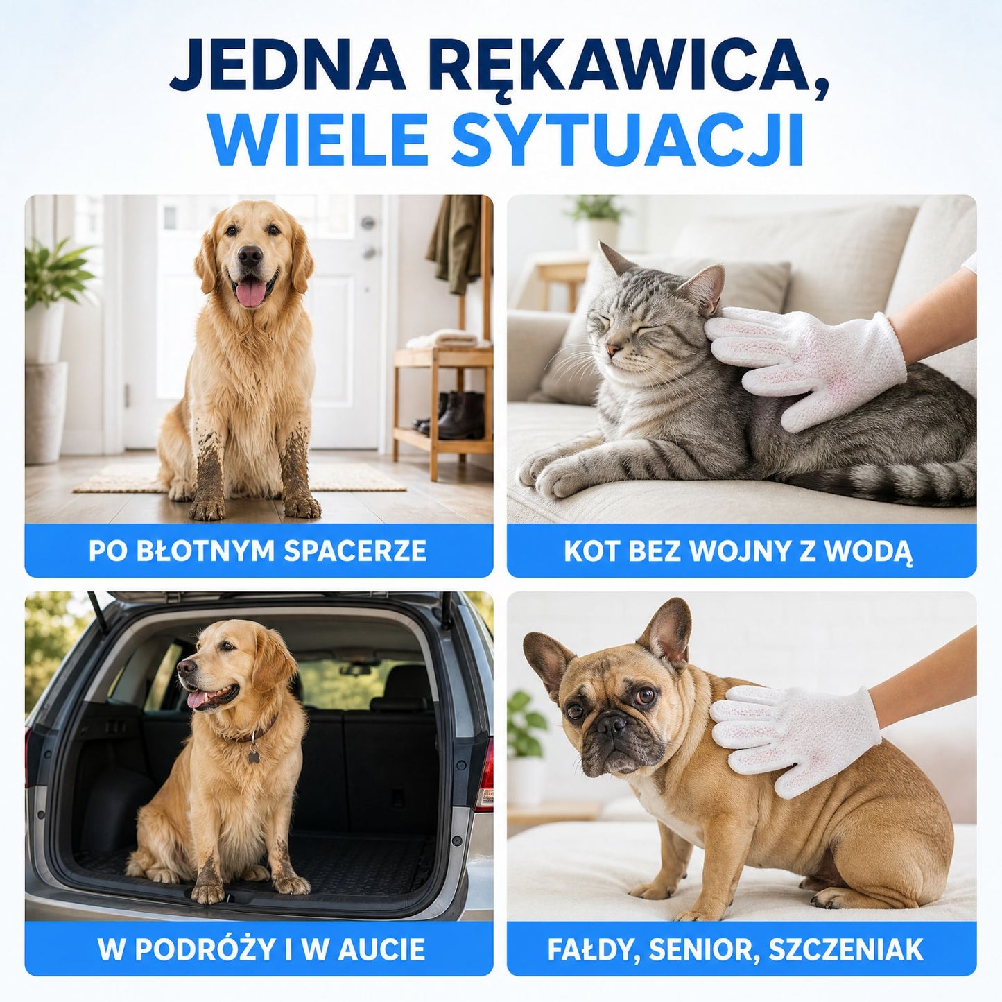 Rękawice do mycia psa i kota