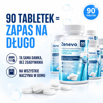 Tabletki do czyszczenia butelek Zenevo - 90 szt