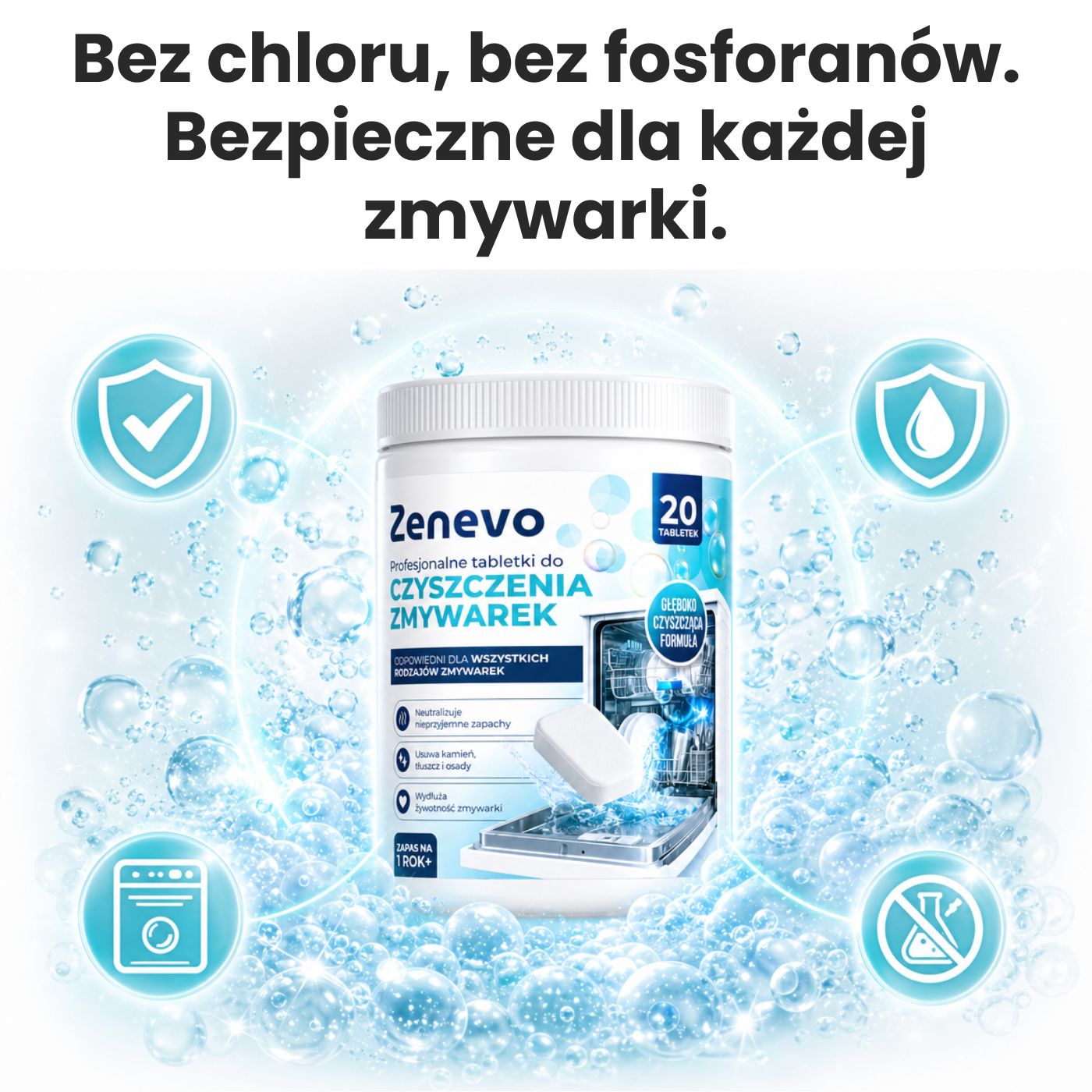 Tabletki do czyszczenia Zmywarki Zenevo - 20 szt