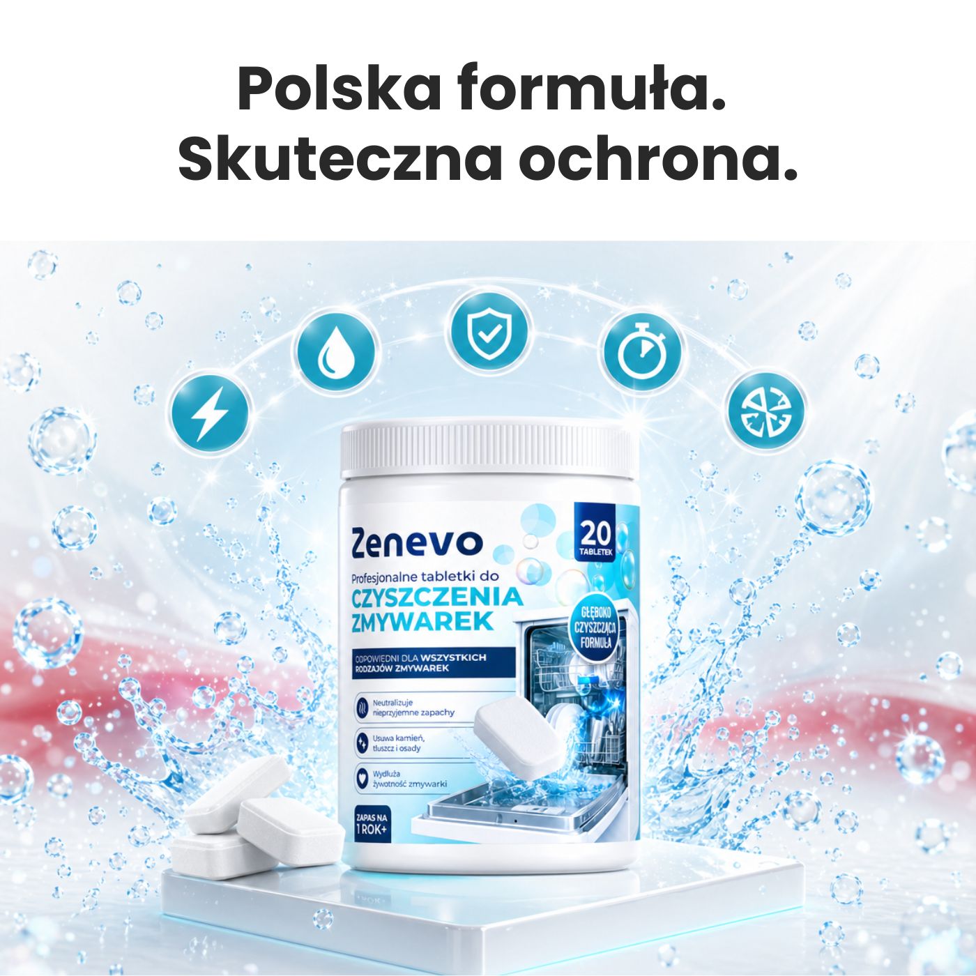 Tabletki do czyszczenia Zmywarki Zenevo - 20 szt