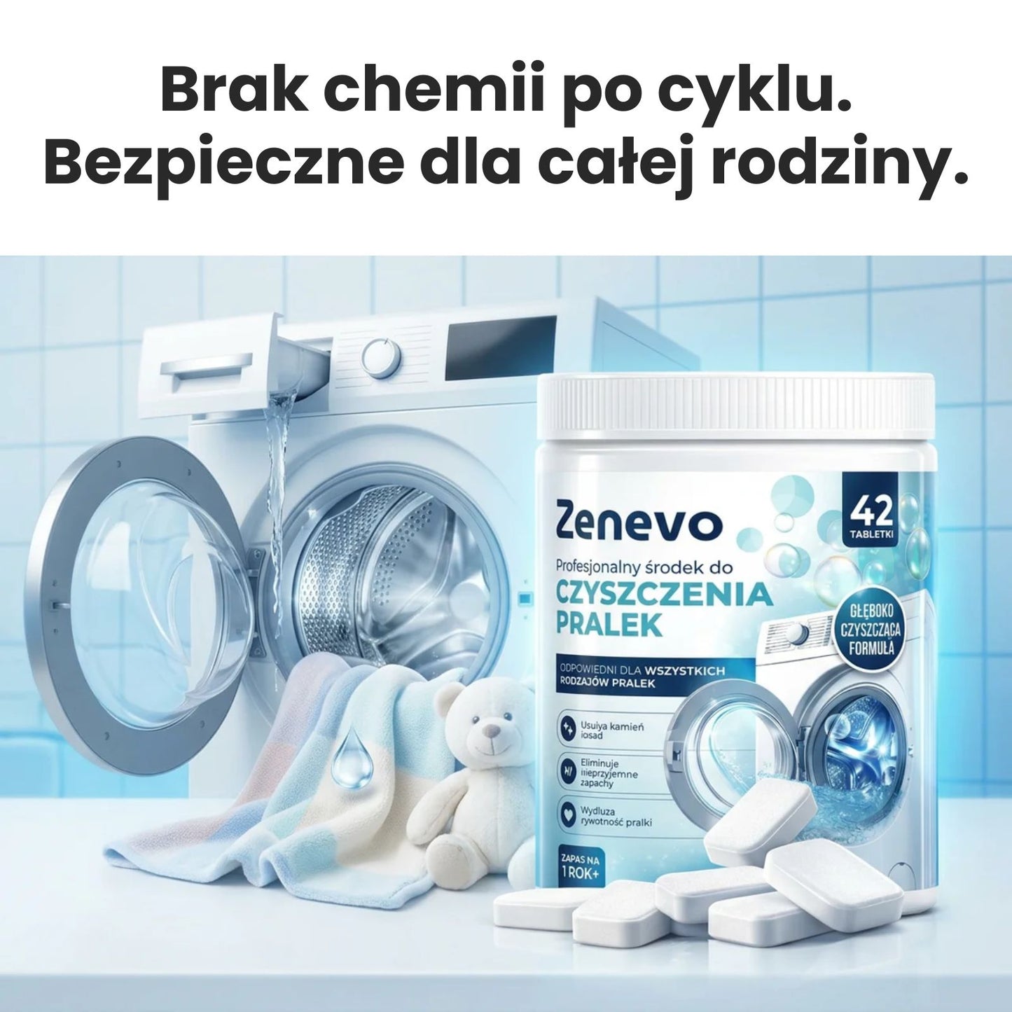 Tabletki do czyszczenia pralki Zenevo - 42 szt