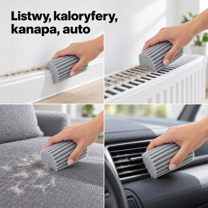 Gąbka do kurzu na listwie, kaloryferze, kanapie i nawiewie w aucie