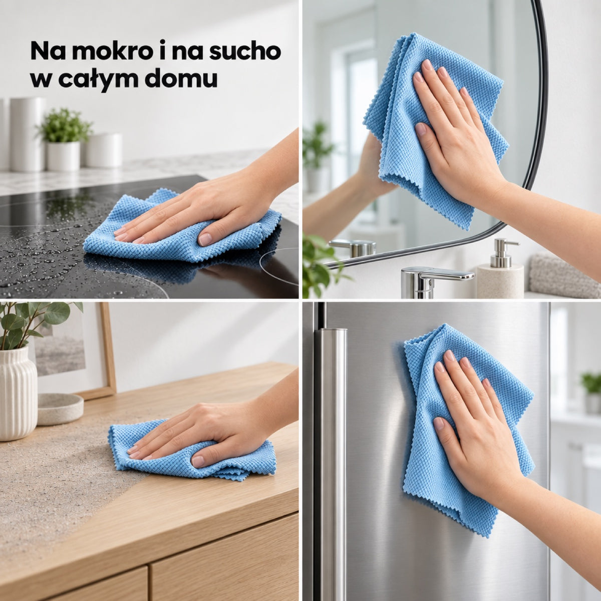 Magiczna ściereczka do płyty indukcyjnej, lustra, kurzu na komodzie i stali lodówki