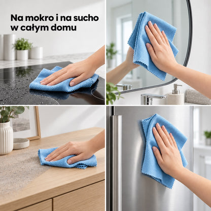 Magiczna ściereczka do płyty indukcyjnej, lustra, kurzu na komodzie i stali lodówki