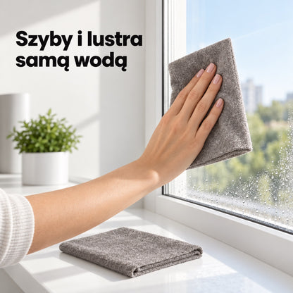 Magiczna ściereczka myje szybę okna samą wodą