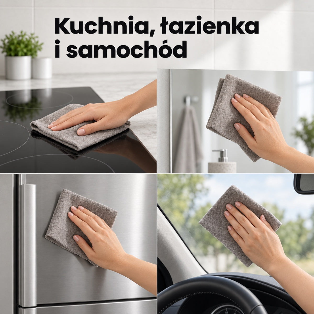 Magiczna ściereczka do płyty indukcyjnej, lustra, stali i szyby w samochodzie