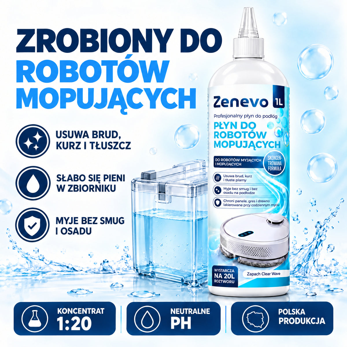 Płyn zrobiony do robotów mopujących, koncentrat 1:20 o neutralnym pH
