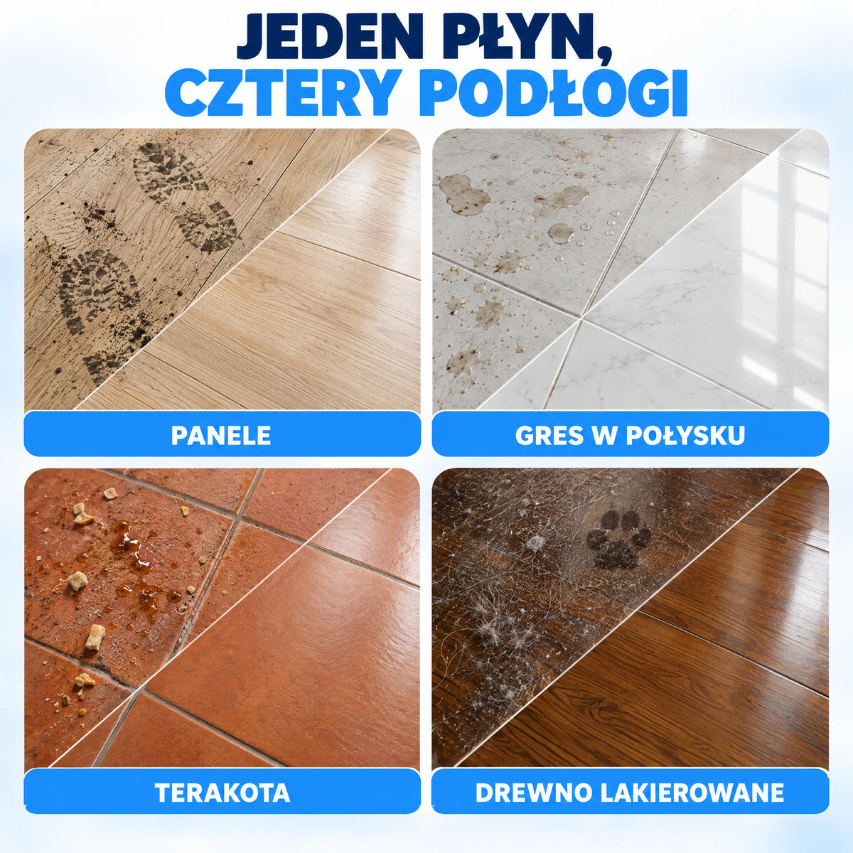 Do paneli, gresu w połysku, terakoty i drewna lakierowanego