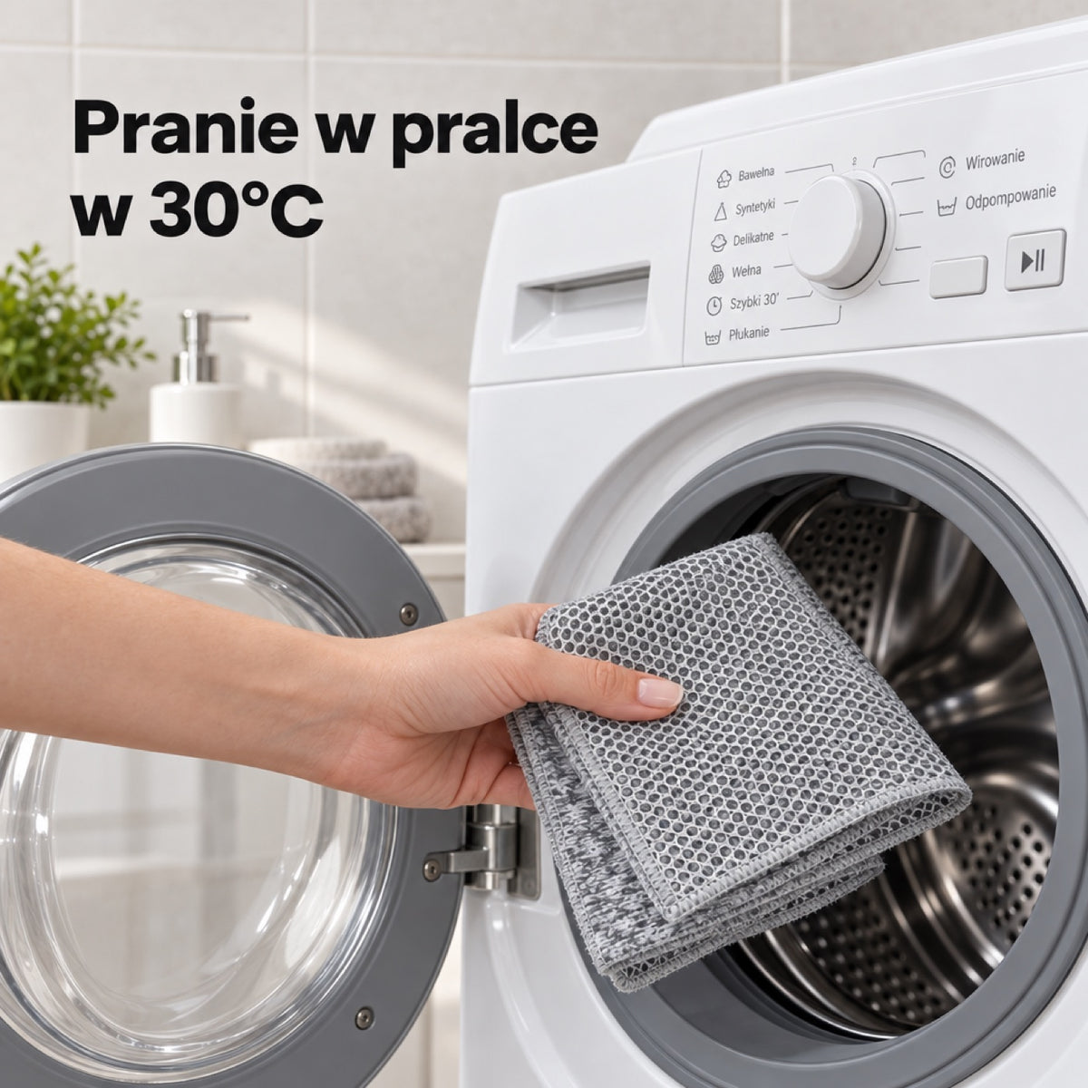 Ściereczka 2w1 wkładana do pralki, pranie w 30°C