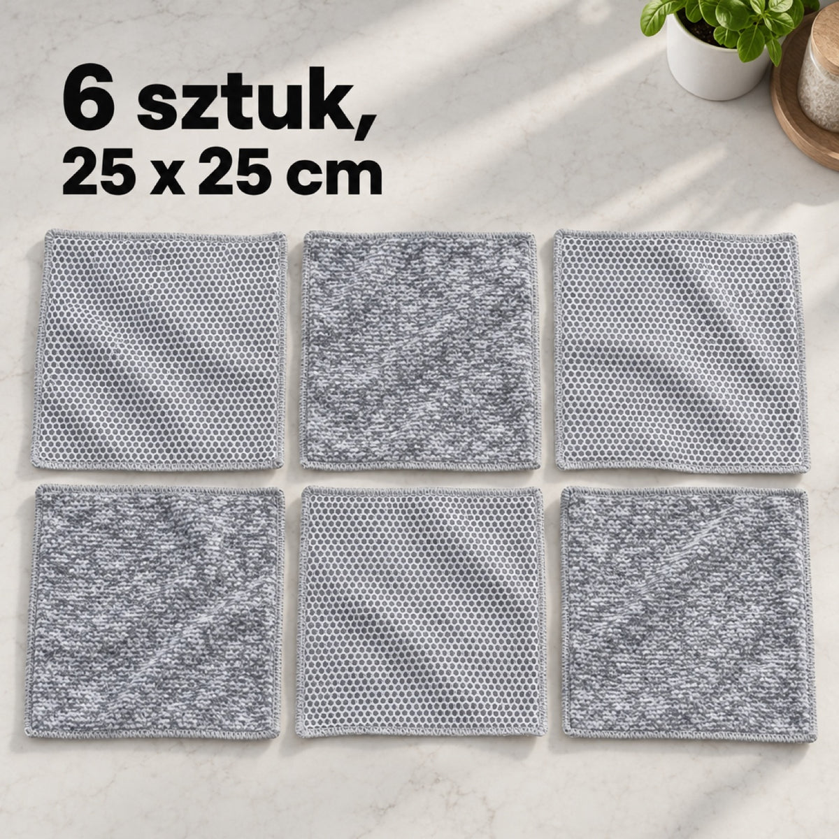 Zestaw 6 ściereczek 2w1, 25 x 25 cm