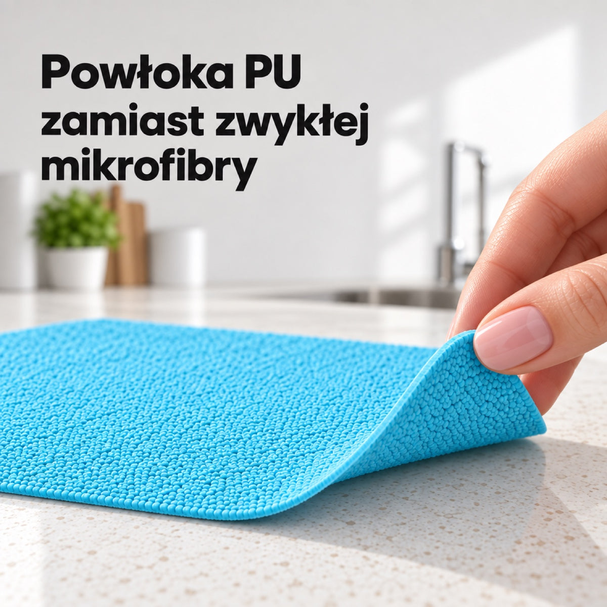 Zbliżenie powłoki PU i ciętego brzegu ściereczki bez obszycia