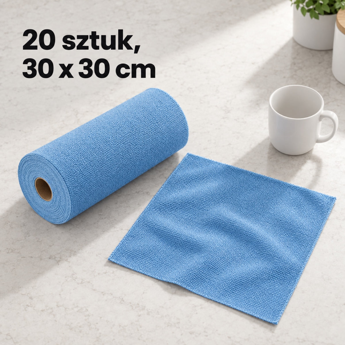 Rolka 20 ściereczek z mikrofibry i jedna ściereczka 30 x 30 cm
