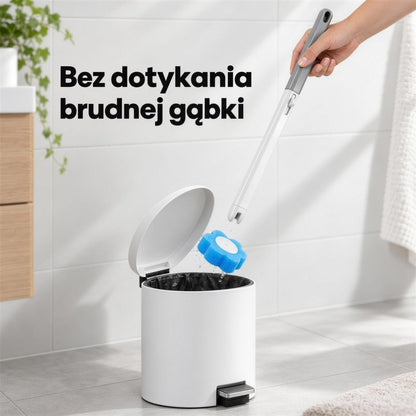 Zużyta gąbkowa końcówka odpada od uchwytu szczotki prosto do kosza