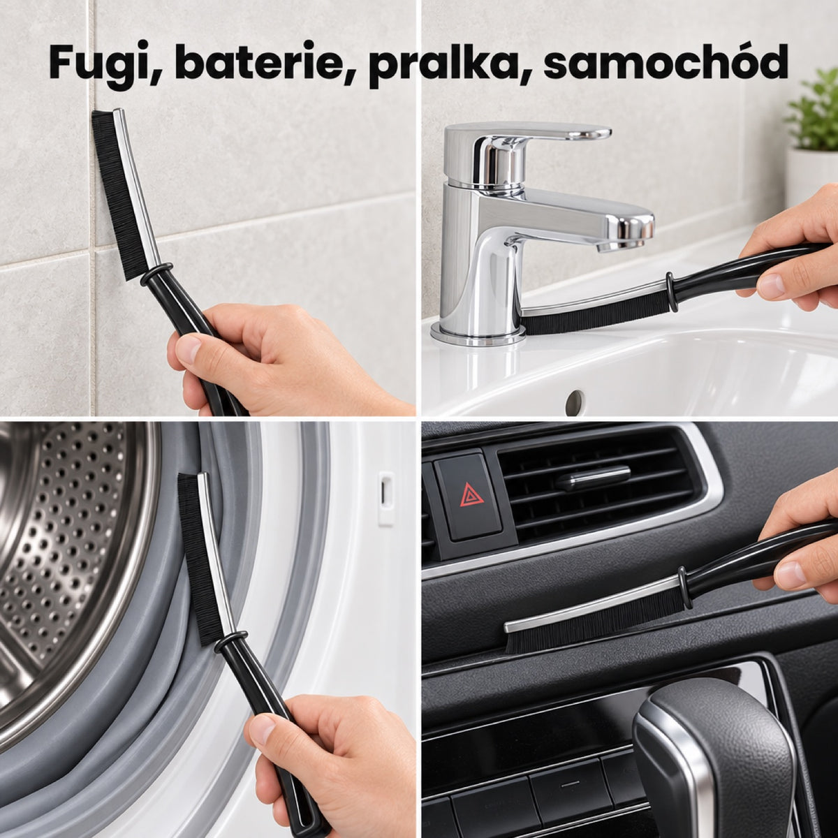 Szczotka szczelinowa do fug, baterii, uszczelki pralki i rowków w samochodzie